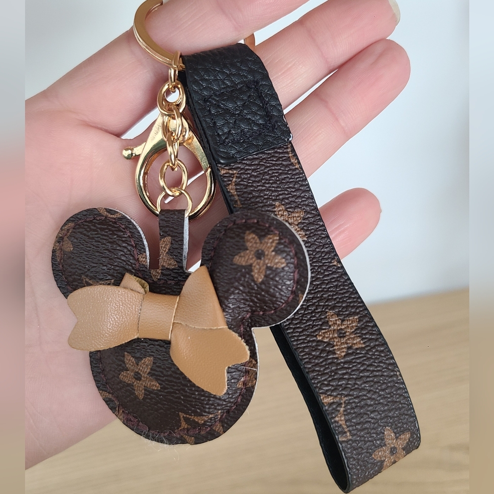 Designer Inspired Minnie Mouse Keychain Or Bag Charm, Bag Accessories, Wristlet